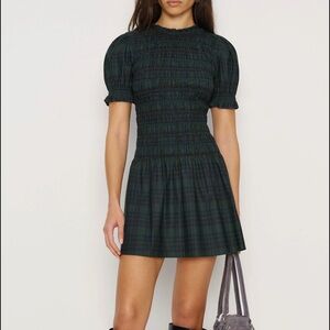 Leannah Dress Elegant Green Plaid Dress